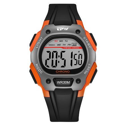 TPW Digital Watch For Men Women 39mm Dial 3ATM Water Resistant Watches Sport Wristwatch for Unisex BLACK