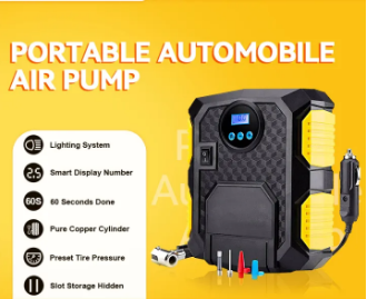 12V Portable Tire Inflator Digital Portable Automotive Wheel Inflator Pump Air Compressor 150PSI for Car Motorcycles Bicycles Football basketball