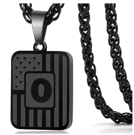 Gun Black 26 Letter Square Plate Stainless Steel Pendant Necklace Fashion Men's and Women's Jewelry Wholesale O