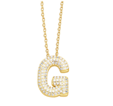 Fashion Clear Crystal A-Z Initial Necklace for Women Copper Gold Plated 26 Letters Pendant Name Jewelry Gifts G