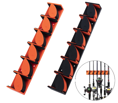 Vertical Fishing Rod Holder Rack 6 Slots Wall Mounted Display Stand