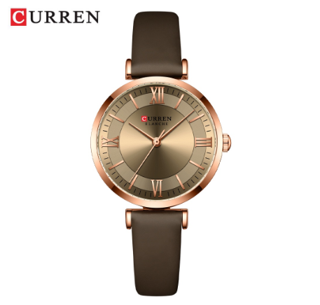 CURREN Original Brand Women's Watch Fashion Simple Leather Quartz Waterproof 9079 X COFFEE