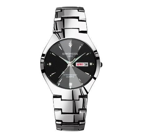 New automatic quartz watch non mechanical tungsten steel strip lovers watch luminous double movement calendar male Watch 003