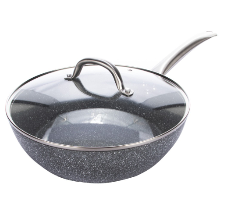 Landmark Masflex 28cm Forged Deep Fry Pan With Gl Lid Stone Series & S/s Hdle In Gb Induction Ready