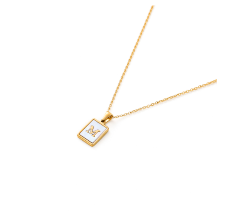 St.kunkka Stainless Steel Gold Letter Pendant Necklace Ladies A-Z Letter Necklace for Gift M