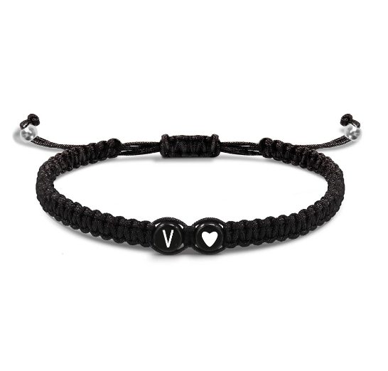 Tala for you Letter Initial Couple Bracelets Handmade Adjustable Bracelets Cord Bracelet V