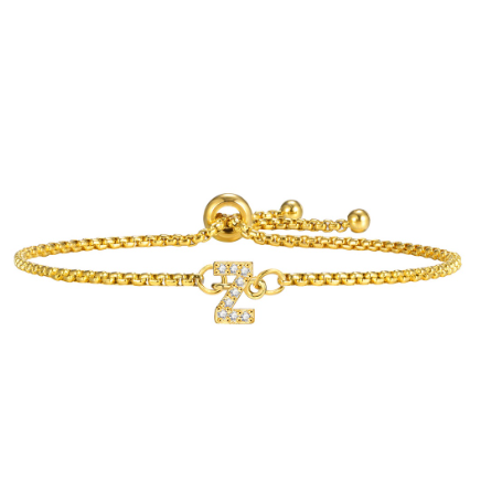 Vnox Handmade Initial Letter Bracelet,Gold Alphabet Charms Chain with Ball Clasp,Luxury Gifts for Women Z