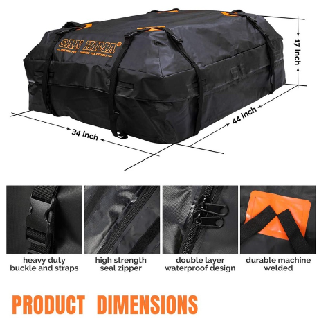 120x90x44cm 475L Large Car Roof Cargo Bag Top Rack Waterproof Bag Storage 420D Travel Cargo Carrier