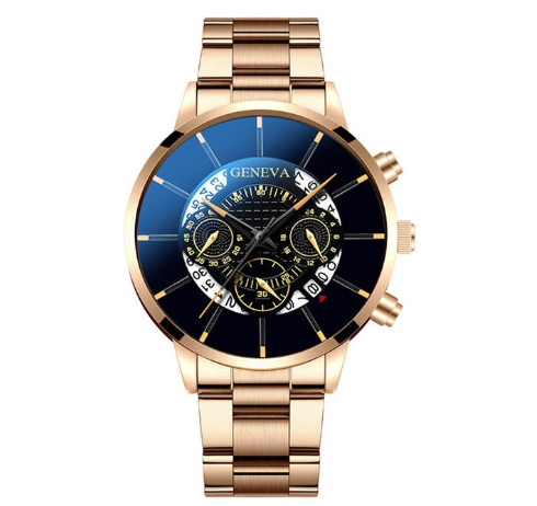 Fashion Geneva Watch Men Stainless Steel Watch With Calendar 002