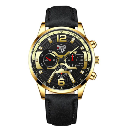 Full Steel Men's Quartz Business Wacthes Mens Stainless Steel Calendar Analog Wrist Watch Relo Ng Kalalakihan LEATHER GOLD BLACK