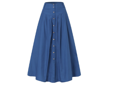 Lovito Women Structure Line Ruffle Hem Skirts LNE21259 Blue