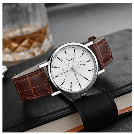 Men Casual Quartz Watch with Stainless Steel Strap M6