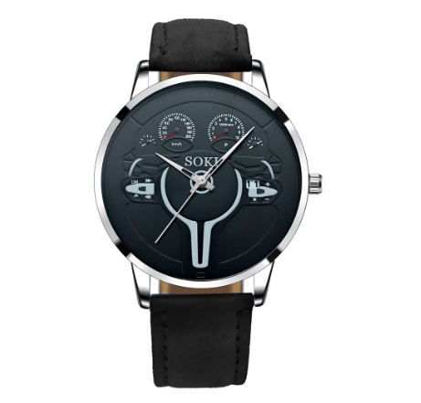 Men's calendar sports watch quartz watch Fashion Pu leather strap student watch 007