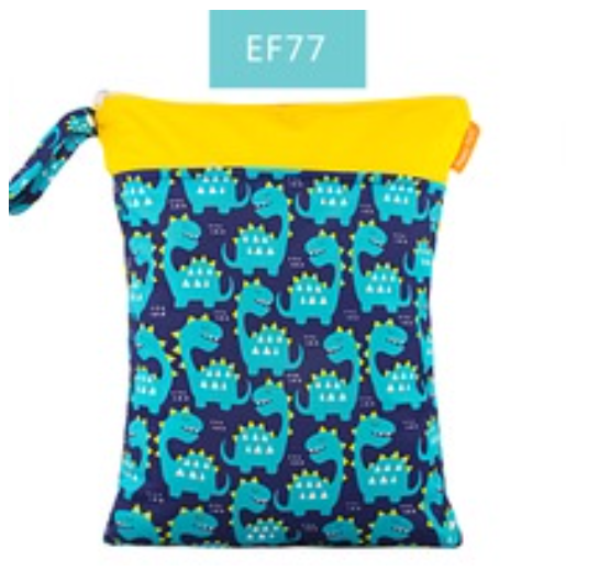 Happyflute 1PC Reusable Waterproof Fashion Prints Wet And Dry Diaper Bag Double Pocket Cloth Handle Wetbags DB1