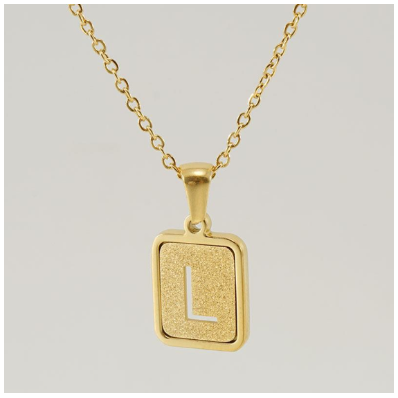 Fashionable 18K Stainless Steel Hollowed Out 26 Capital Letters Necklace for Womens Titanium Steel Letter Pendant Collarbone Chain L