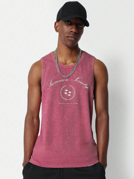 SUMWON Washed Vest With Club Graphic Print