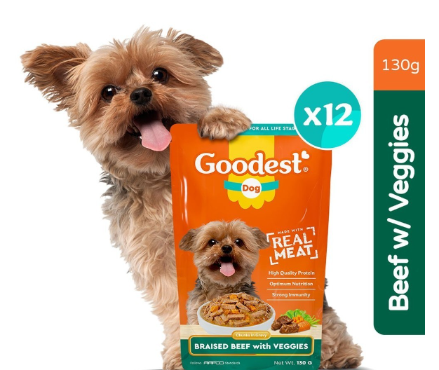 Goodest Dog Braised Beef with Veggies Pack of 12 Wet Dog Food Pouch (130g)
