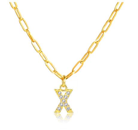 Vnox 18K Gold Initial Letter Necklace,Gold Letter Necklace,Initial Necklace X