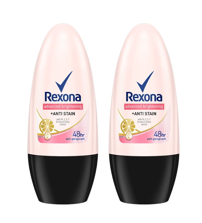 Rexona Advanced Brightening Roll On Deodorant Anti Stain 50ML BUNDLE OF 2