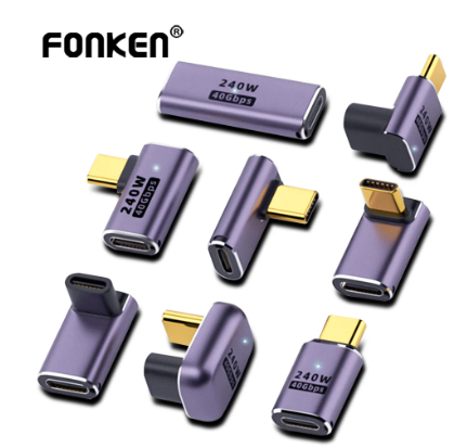 FONKEN USB Type C to USB C Adapter 240W Fast Charging Converter Data Transmission Connector for Macbook Samsung Laptop Phone