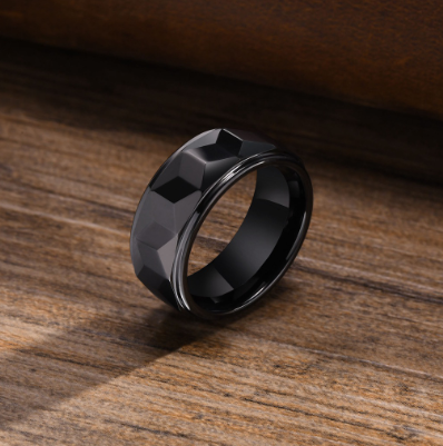Tungsten Alloy Men's Ring Black Metal  Men's Ring