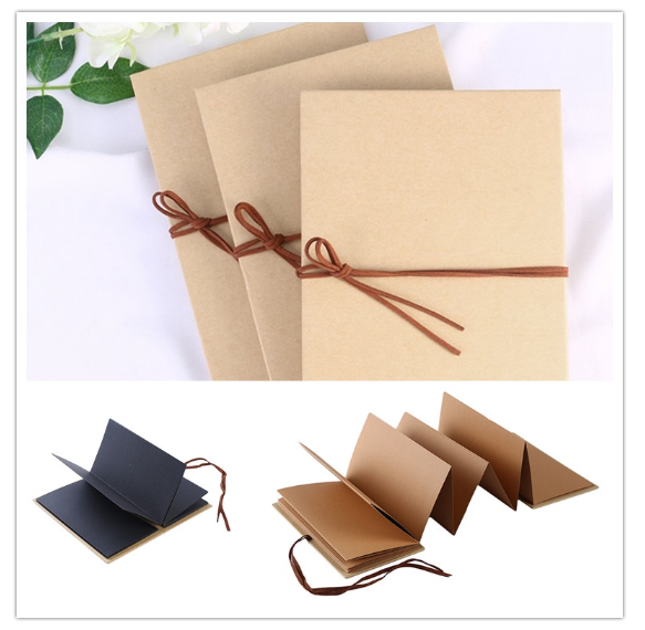 Kraft Paper Photo Album Hardcover Accordion Style DIY Photo Ablum Book Blank Scrapbook for Graduation Anniversary Gifts