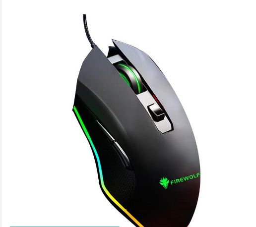 FIREWOLF Black Wired RGB Gaming Mouse 6400DPI Design Gaming Mouse FW-Q7