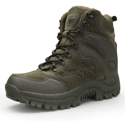 Alikesman Men Leather Tactical Boots Waterproof Tooling Shoes