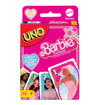 Mattel Games UNO Barbie The Movie Game Cards Family Fun Games Movie Night, Party and Travel Games
