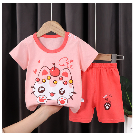 0-4Y For Baby Girls & Kids Shorts Set Terno Short and Sando For Baby Girls SD11