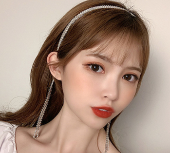 Korean New Fashion Rhinestone Headband Luxury Full Diamond Hair Band Woman Tassel Pendant Headdress
