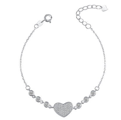 Silver Heart with Circle Design Bracelet Korean and Japanese Jewelry LB14