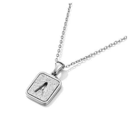 St. Kunkka 316L Stainless Steel Hollow A-Z Letter Pendant Necklace for Gift and Birthday Gift  A
