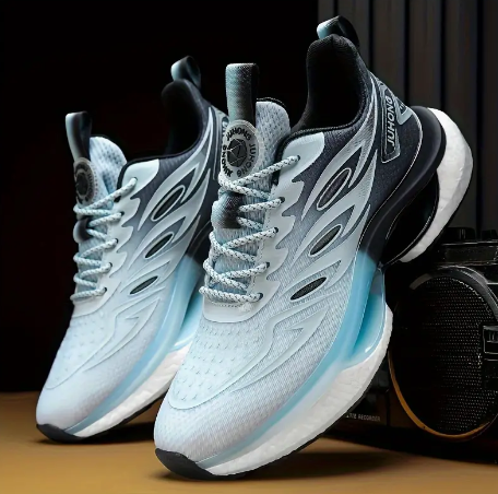 Men's Knit Breathable Running Shoes, Lace Up Comfy Soft Sole Sneakers For Outdoor Jogging