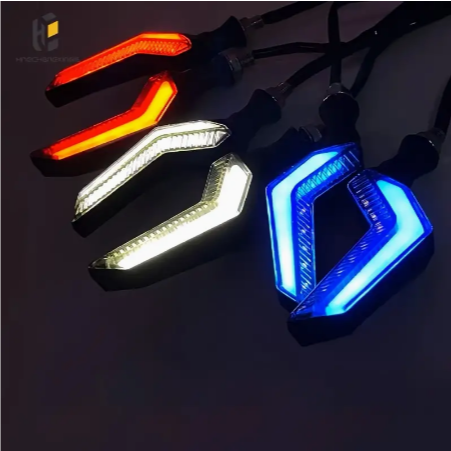 2pcs Dual Colors Motorcycle Flowing Turn Signal Lights Lamp, Motorcycle Warning Lights, Motorcycle Indicator Lamp For Kawasaki For Honda For Yamaha