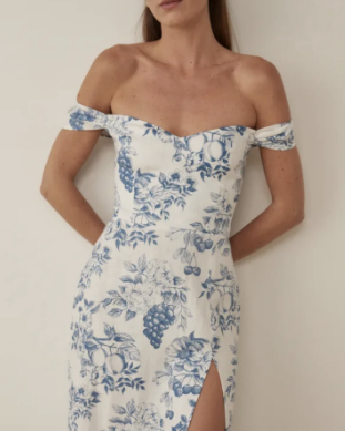 Fruit Flower Print Slim Fit Slim Side Slit Line Neck Tube Top Dress