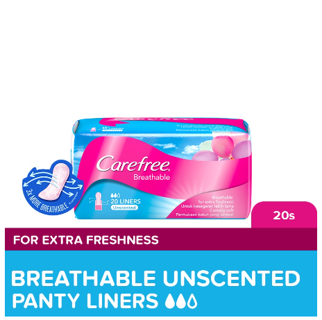 Carefree Breathable Unscented Panty Liners 20s - Feminine Care, Odor Control, Absorb Discharge