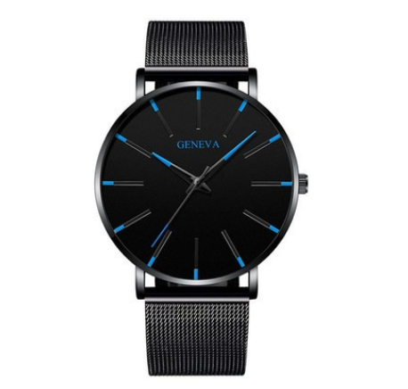 Explosive mesh belt classic dented color scale color pointer watch business men's watch simple alloy belt quartz watch M9