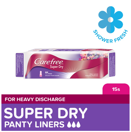 Carefree Super Dry Panty Liners 15s - Feminine Care, Odor Control, Absorb Discharge