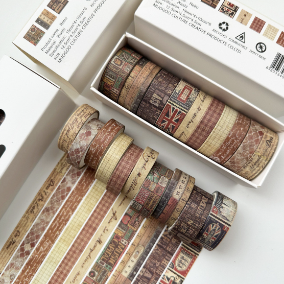 10 Rolls Washi Tape Set Cute Kawaii Masking Tape Thin Vintage Tape For Journaling Scrapbooking Supplies Crafts Aesthetic Gift