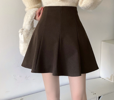 Lovito Women Casual Plain Zipper Skirts LNE34123 Coffee/Black