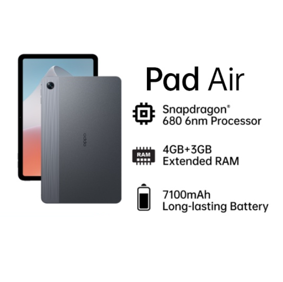 OPPO Pad Air | Snapdragon 680 6nm Processor | 4GB+3GB Extended RAM | 7100mAh Battery Tablet