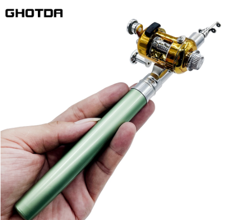 Fishing Rod Reel Combo Set Mini Telescopic Pocket Pen Fishing Rod Pole + Reel