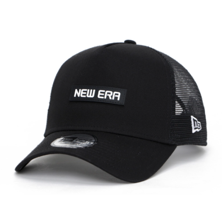 New Era Wordmark Black 9FORTY A-Frame Trucker Cap