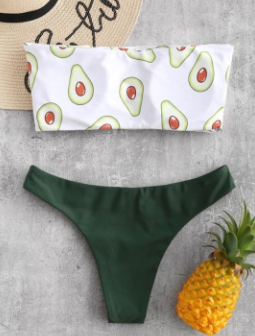 Sexy Avocado Printed Bikini Swimsuit
