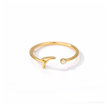 【Y&X】No fade 18K Gold 26 Initial Letters A G J Cubic Zircon Crystal Open Rings Finger Women Jewelry Gift T