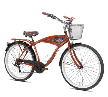 Kent 26"  Margaritaville Men's Cruiser Bike, Wood Grain Color,Custom Steel Cantilever Frame