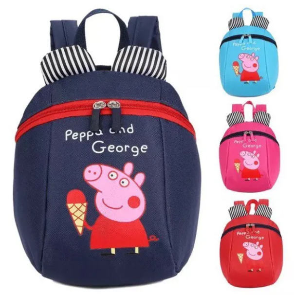 Peppa Pig Anti-Lost Backpack for 1-3 Years Old Girls & Boys Children Kid's Cartoon Design Bag