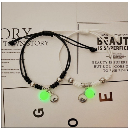 2Pcs Glow in the Dark Luminous Bracelet For Women Adjustable Fashion Women Men Couple Bracelet Best Friends Bracelets B18
