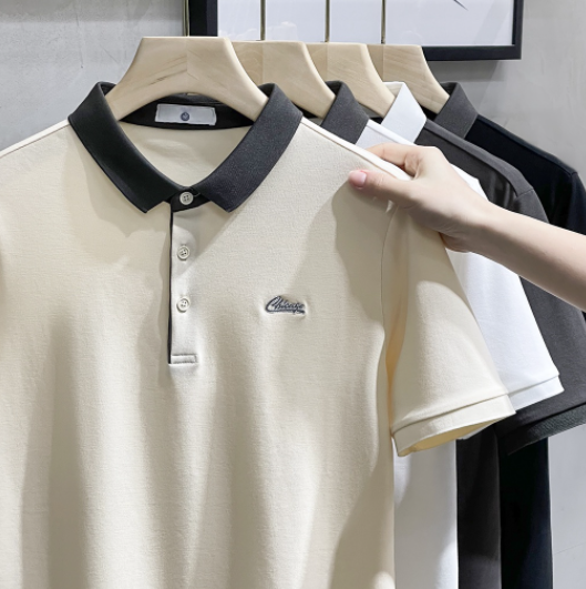 Khaki Polo Shirt For Man Summer Fashion Plain Casual Short Sleeves Mens Polo T-Shirt